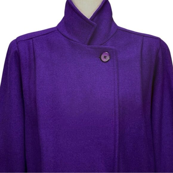 Miss New Yorker Vintage 80s Wool Blend Purple Longline Overcoat Size XL - Picture 8 of 14